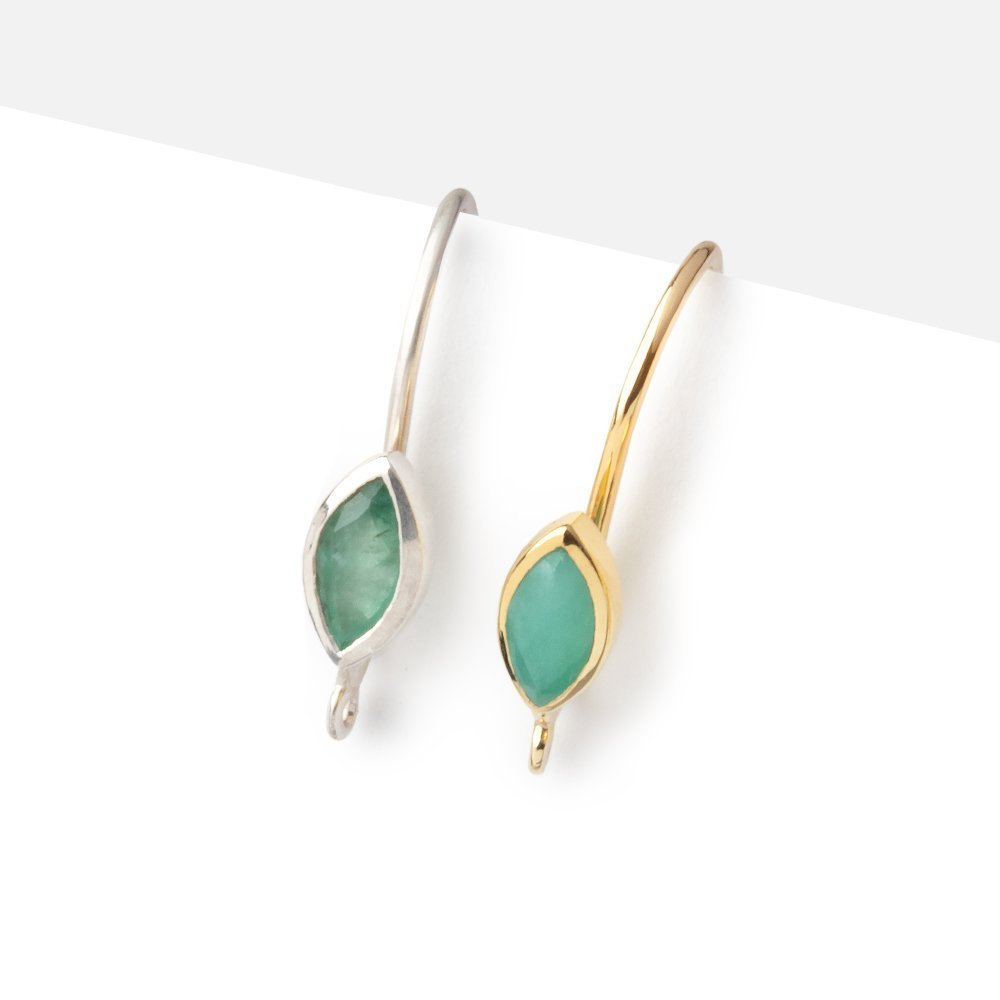 19mm Emerald Marquise Ear Wire Set of 2 pieces - AtlantaFindingsCompany