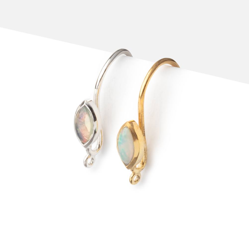 19mm Ethiopian Opal Plain Marquise Ear Wire Set of 2 pieces - AtlantaFindingsCompany