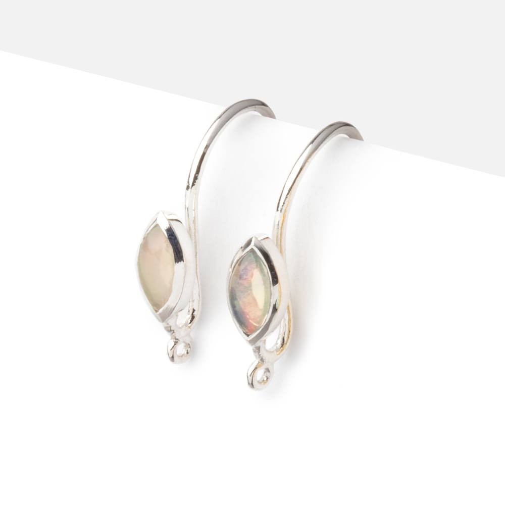 19mm Ethiopian Opal Plain Marquise Ear Wire Set of 2 pieces - AtlantaFindingsCompany