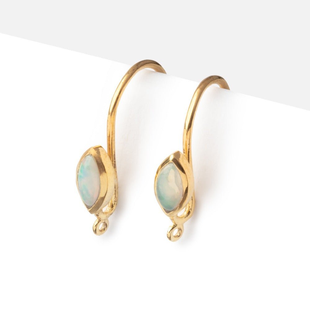 19mm Ethiopian Opal Plain Marquise Ear Wire Set of 2 pieces - AtlantaFindingsCompany