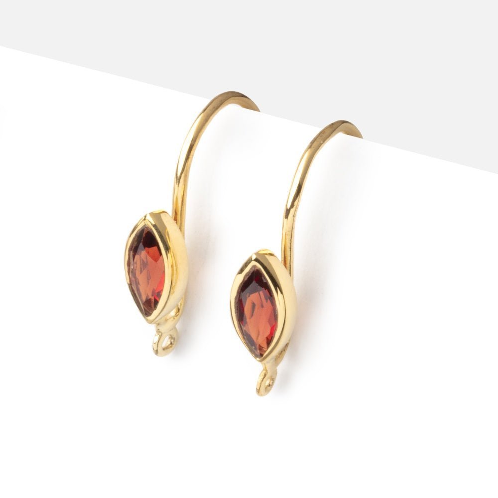 19mm Garnet Marquise Ear Wire Set of 2 pieces - AtlantaFindingsCompany