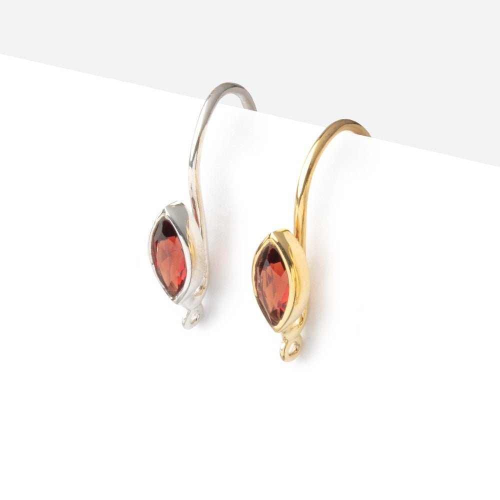 19mm Garnet Marquise Ear Wire Set of 2 pieces - AtlantaFindingsCompany