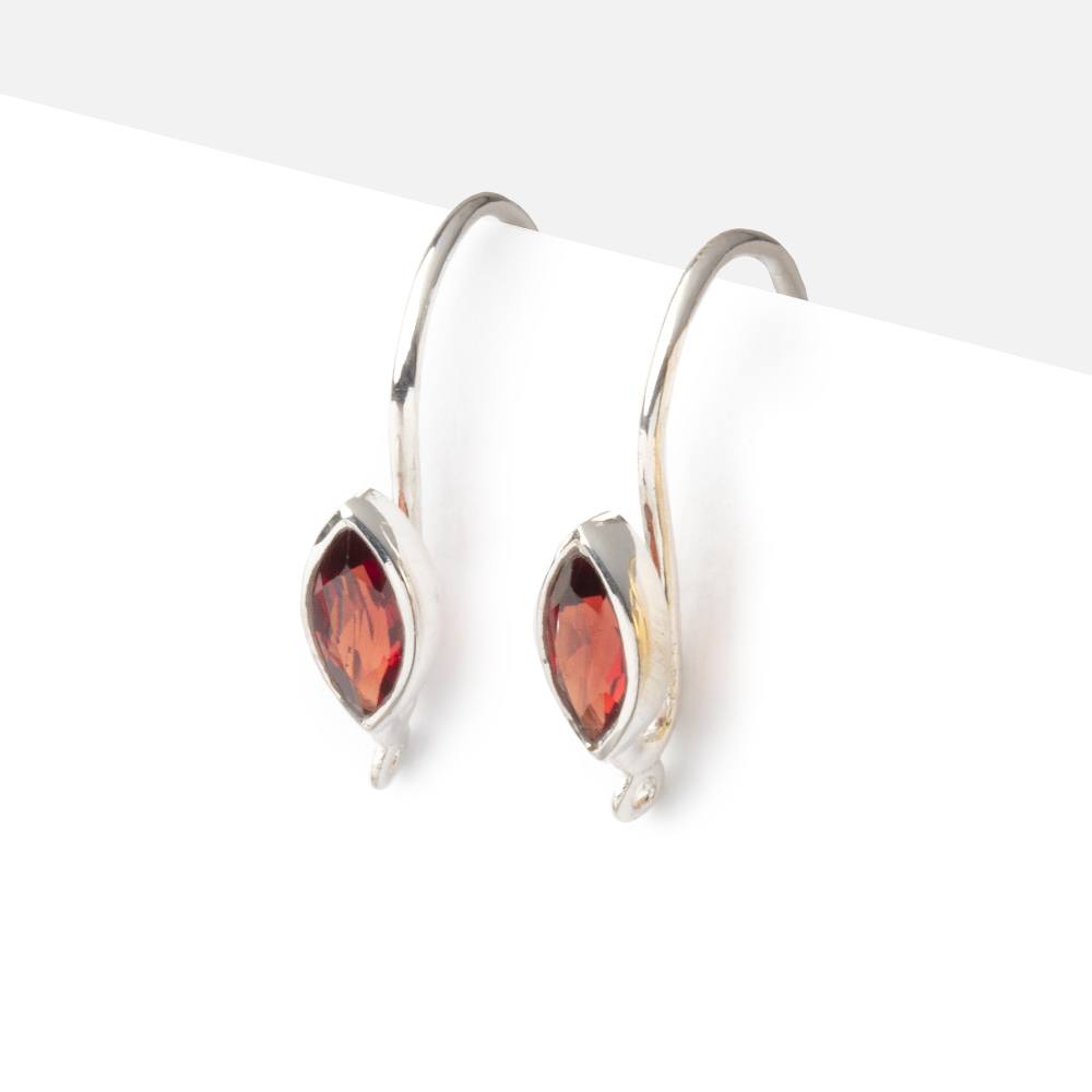 19mm Garnet Marquise Ear Wire Set of 2 pieces - AtlantaFindingsCompany