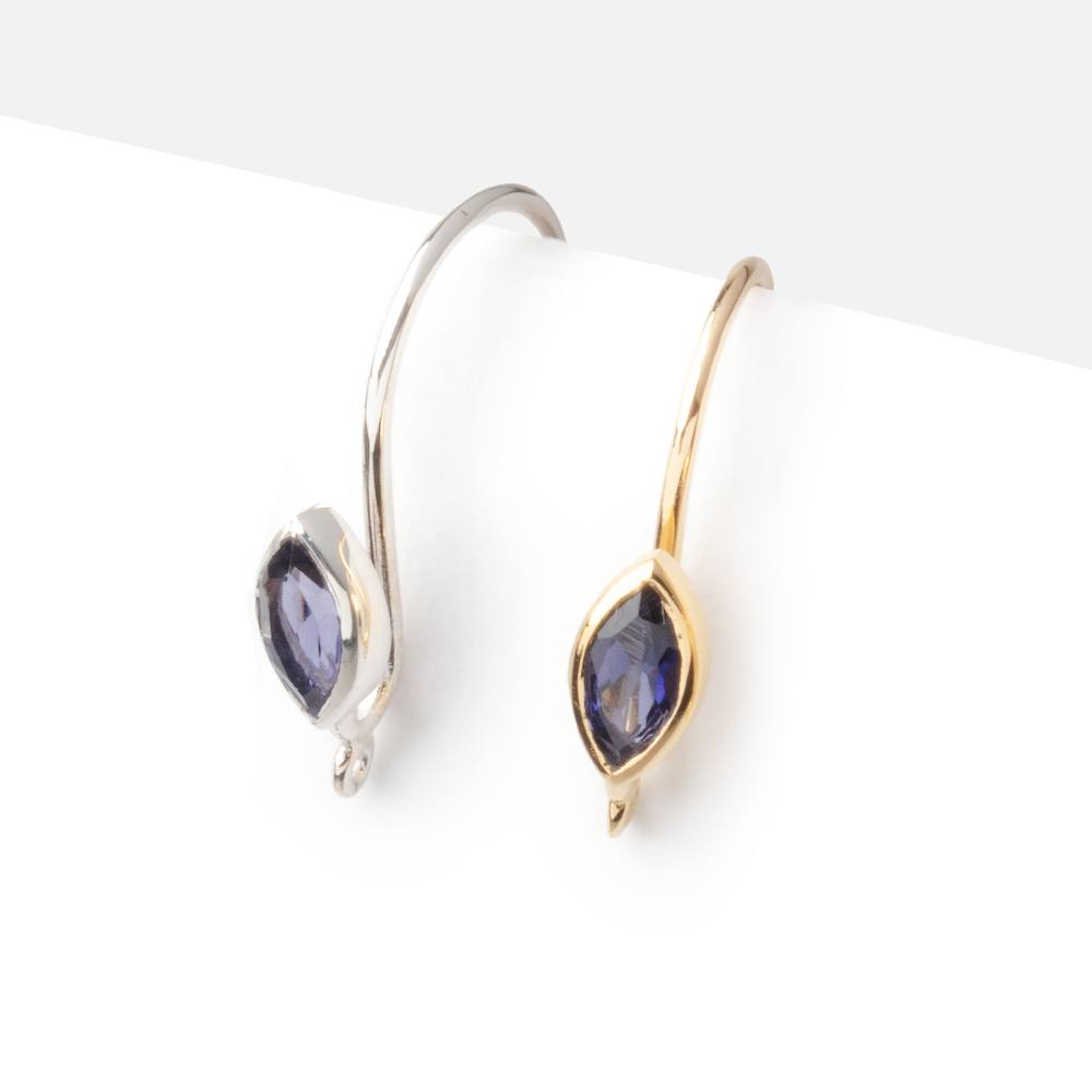 19mm Iolite Marquise Ear Wire Set of 2 pieces - AtlantaFindingsCompany