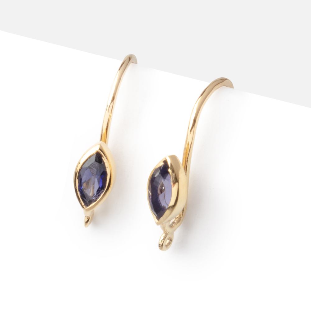 19mm Iolite Marquise Ear Wire Set of 2 pieces - AtlantaFindingsCompany