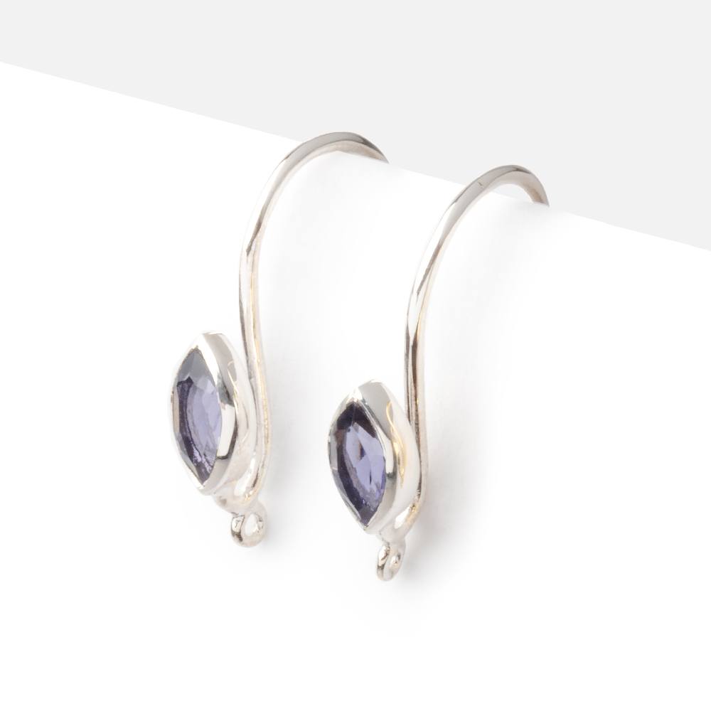 19mm Iolite Marquise Ear Wire Set of 2 pieces - AtlantaFindingsCompany