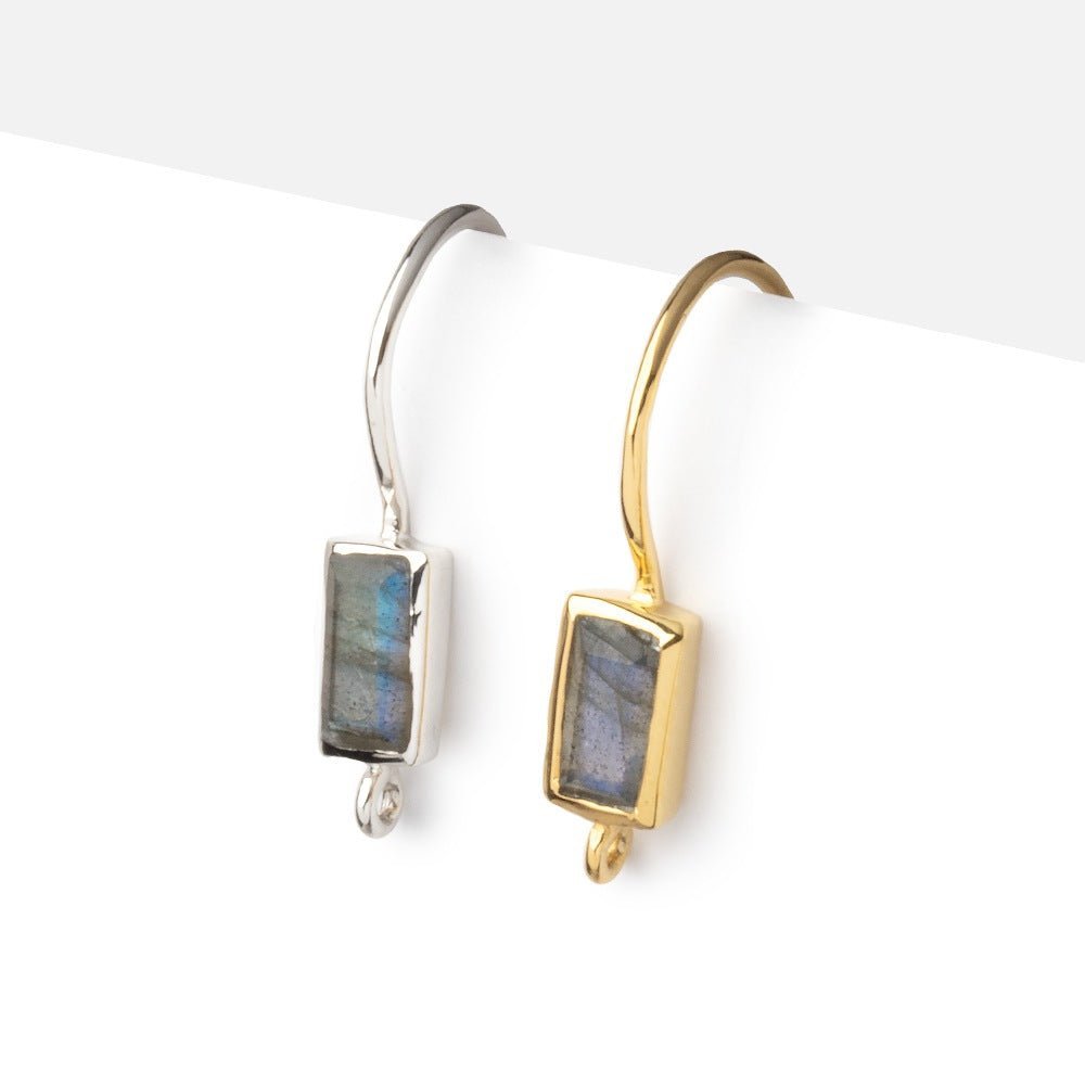 19mm Labradorite Baguette Ear Wire Set of 2 pieces - AtlantaFindingsCompany