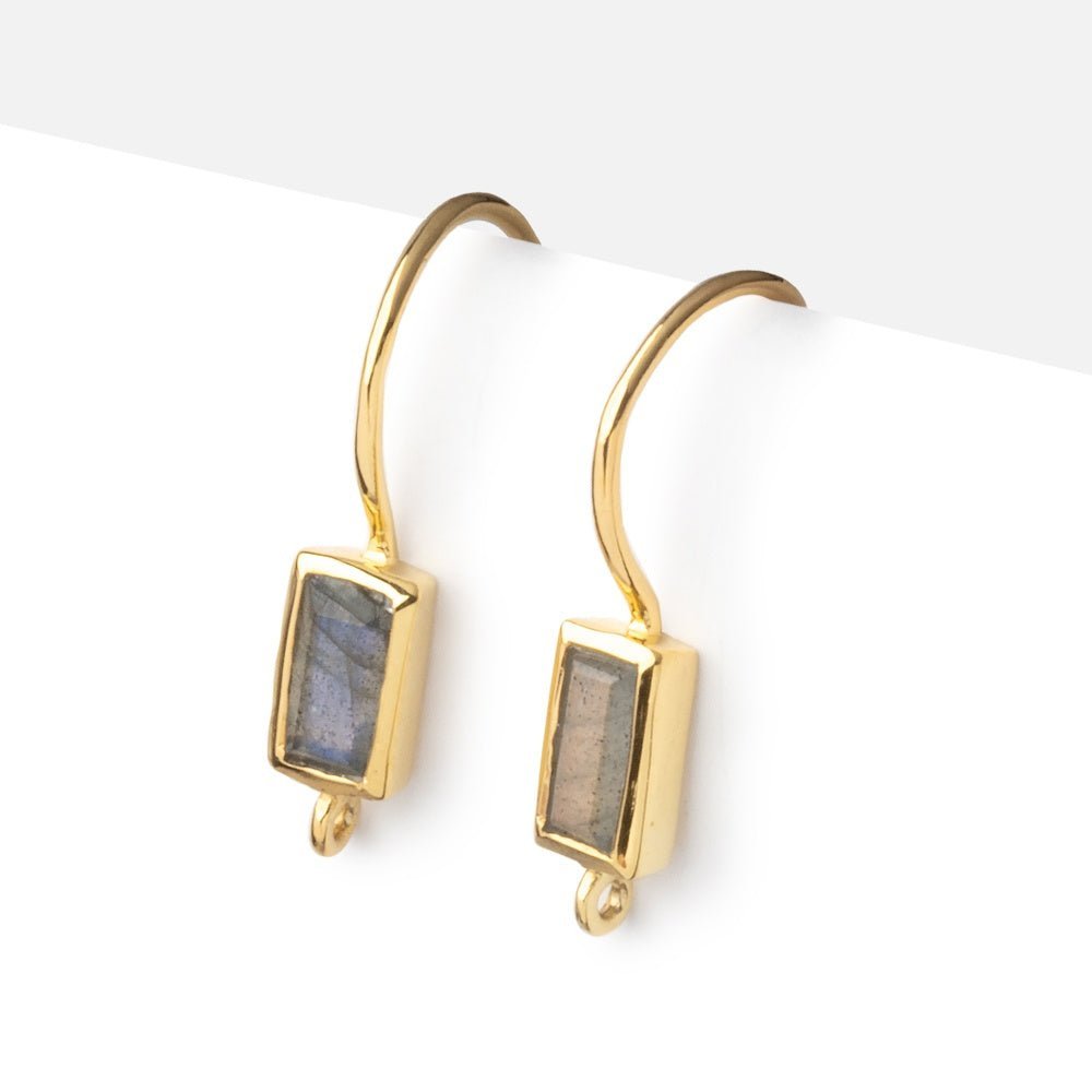 19mm Labradorite Baguette Ear Wire Set of 2 pieces - AtlantaFindingsCompany