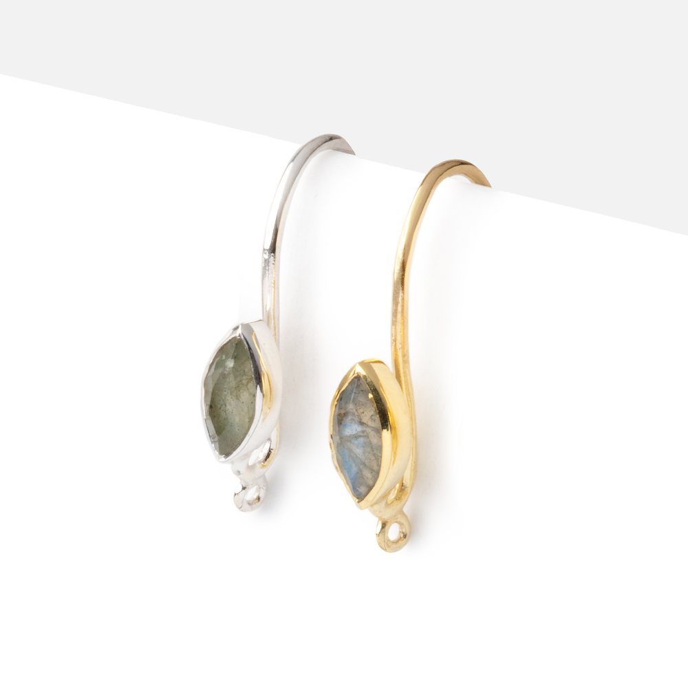 19mm Labradorite Marquise Ear Wire Set of 2 pieces - AtlantaFindingsCompany
