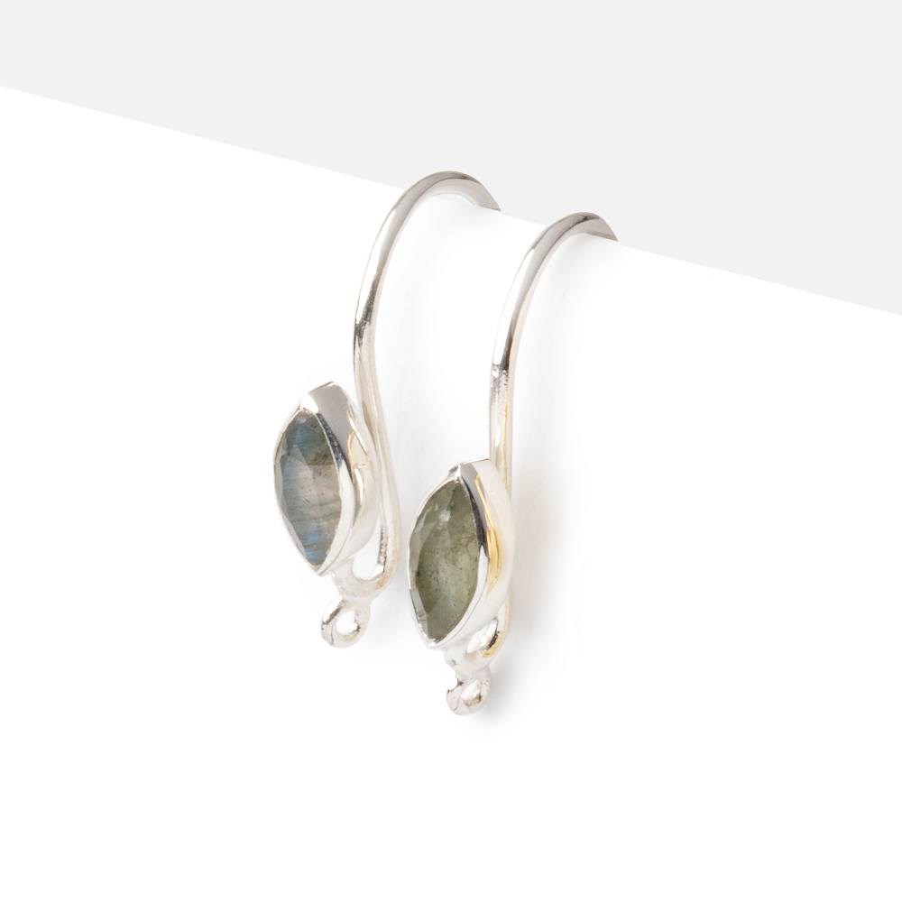 19mm Labradorite Marquise Ear Wire Set of 2 pieces - AtlantaFindingsCompany