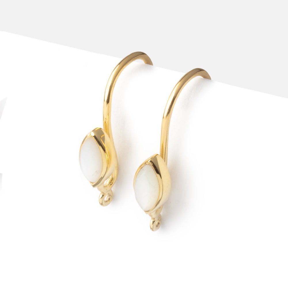 19mm Mother of Pearl Plain Marquise Ear Wire Set of 2 pieces - AtlantaFindingsCompany