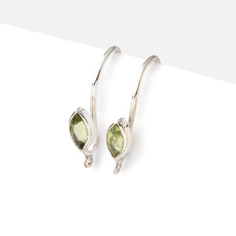 19mm Peridot Marquise Ear Wire Set of 2 pieces - AtlantaFindingsCompany