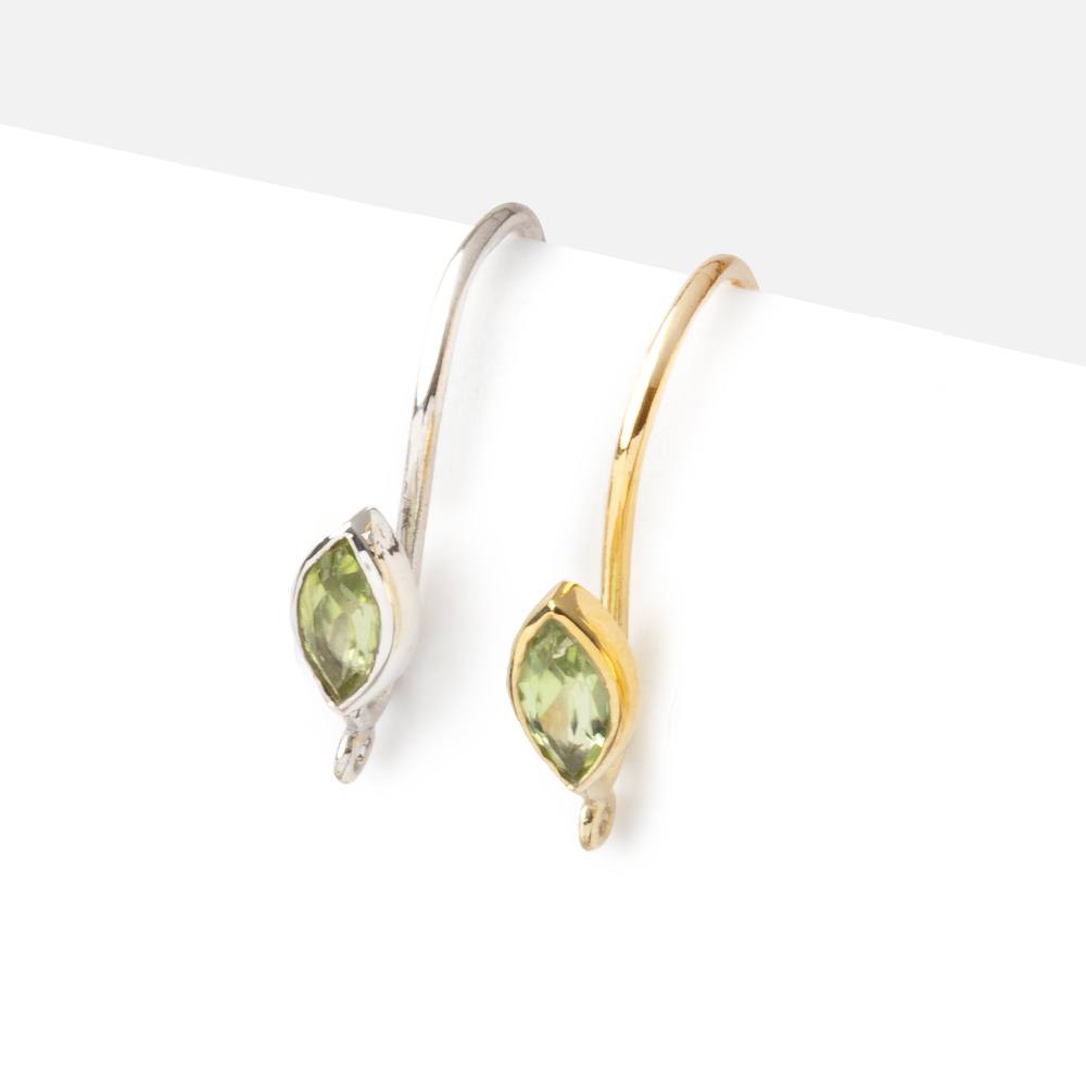 19mm Peridot Marquise Ear Wire Set of 2 pieces - AtlantaFindingsCompany