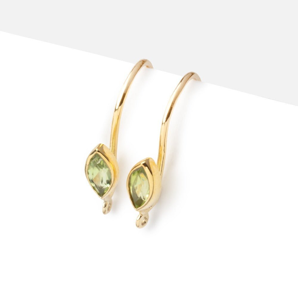 19mm Peridot Marquise Ear Wire Set of 2 pieces - AtlantaFindingsCompany