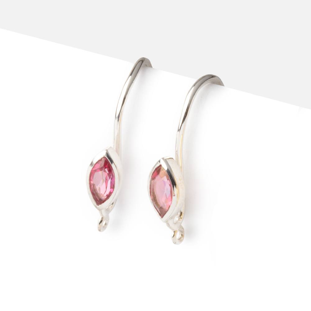 19mm Pink Topaz Marquise Ear Wire Set of 2 pieces - AtlantaFindingsCompany