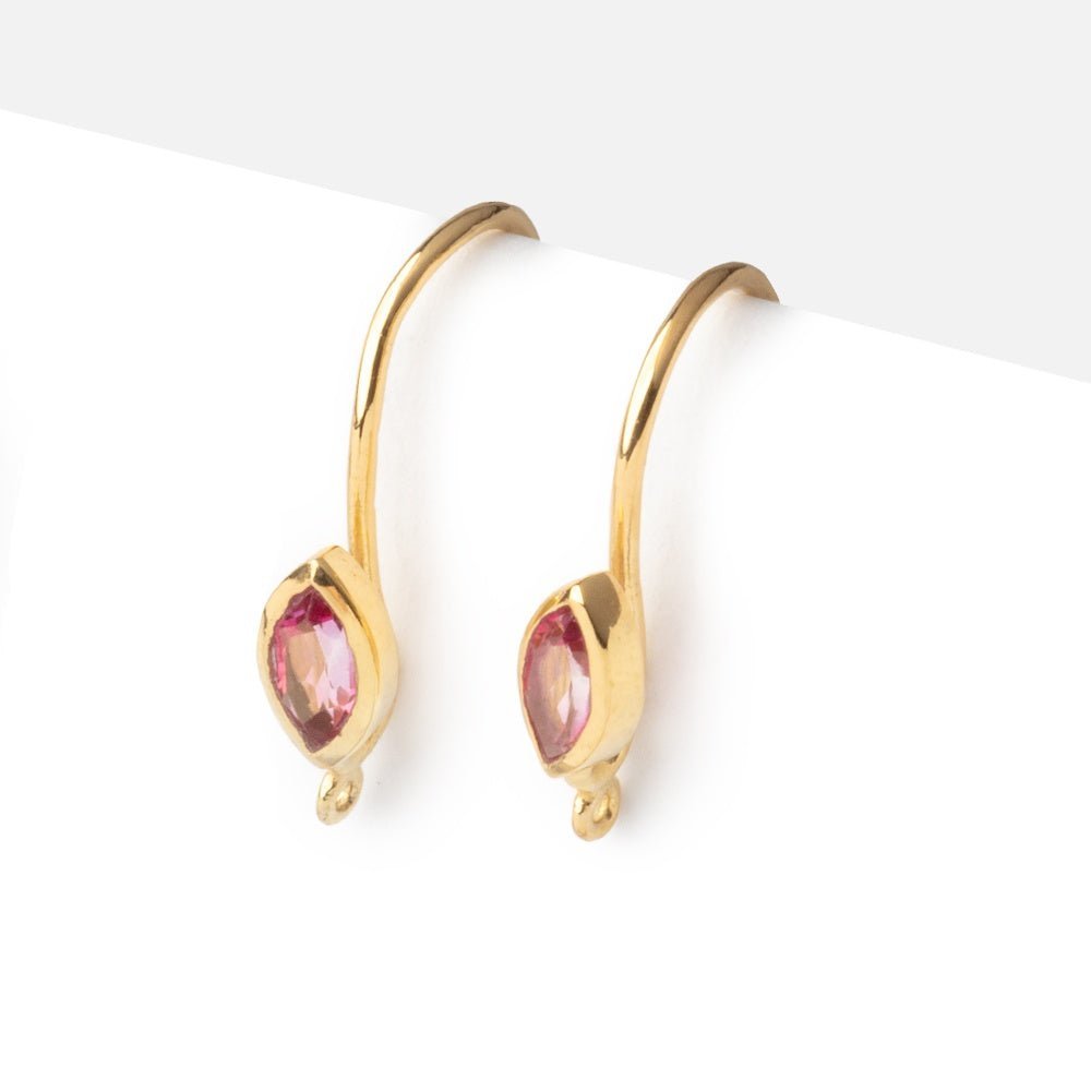 19mm Pink Topaz Marquise Ear Wire Set of 2 pieces - AtlantaFindingsCompany
