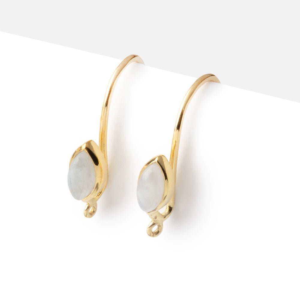 19mm Rainbow Moonstone Plain Marquise Ear Wire Set of 2 pieces - AtlantaFindingsCompany