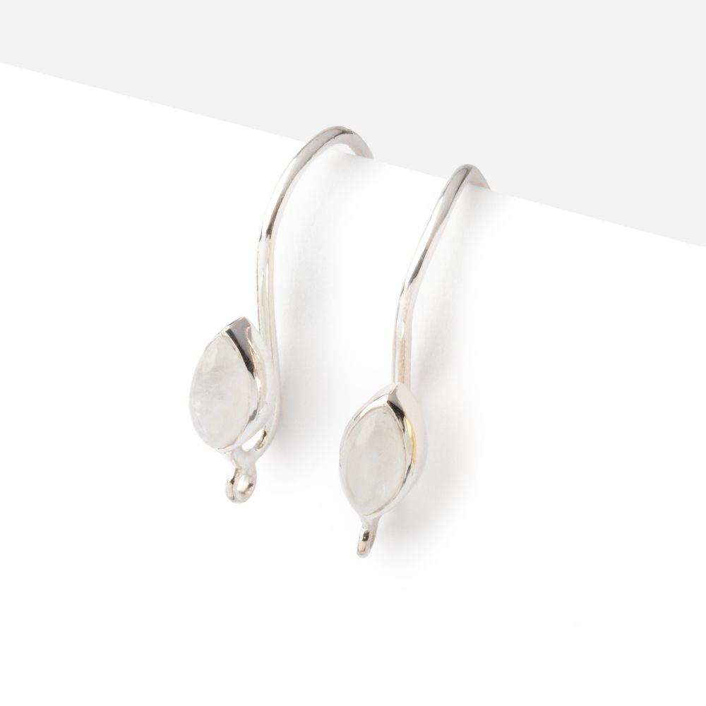 19mm Rainbow Moonstone Plain Marquise Ear Wire Set of 2 pieces - AtlantaFindingsCompany
