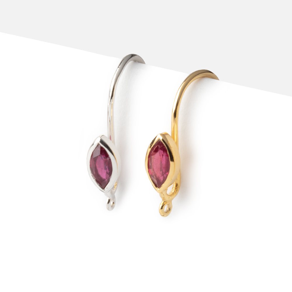 19mm Ruby Marquise Ear Wire Set of 2 pieces - AtlantaFindingsCompany