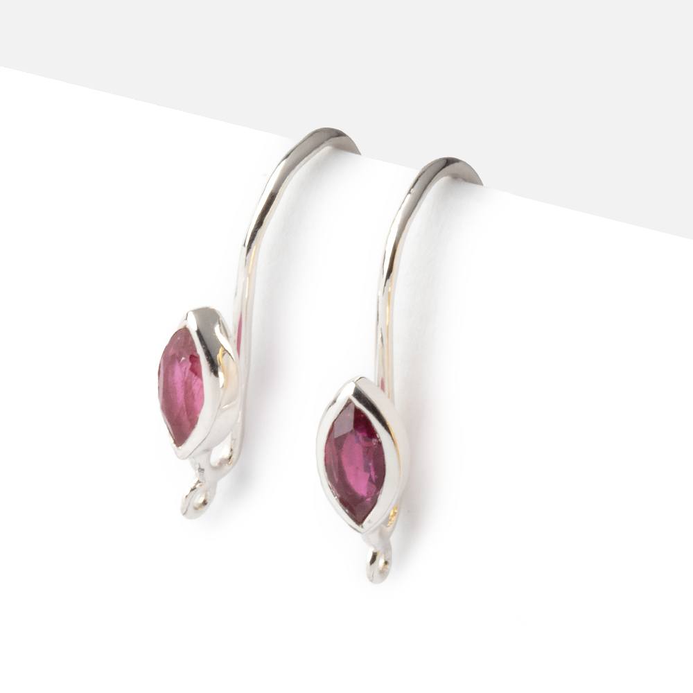 19mm Ruby Marquise Ear Wire Set of 2 pieces - AtlantaFindingsCompany