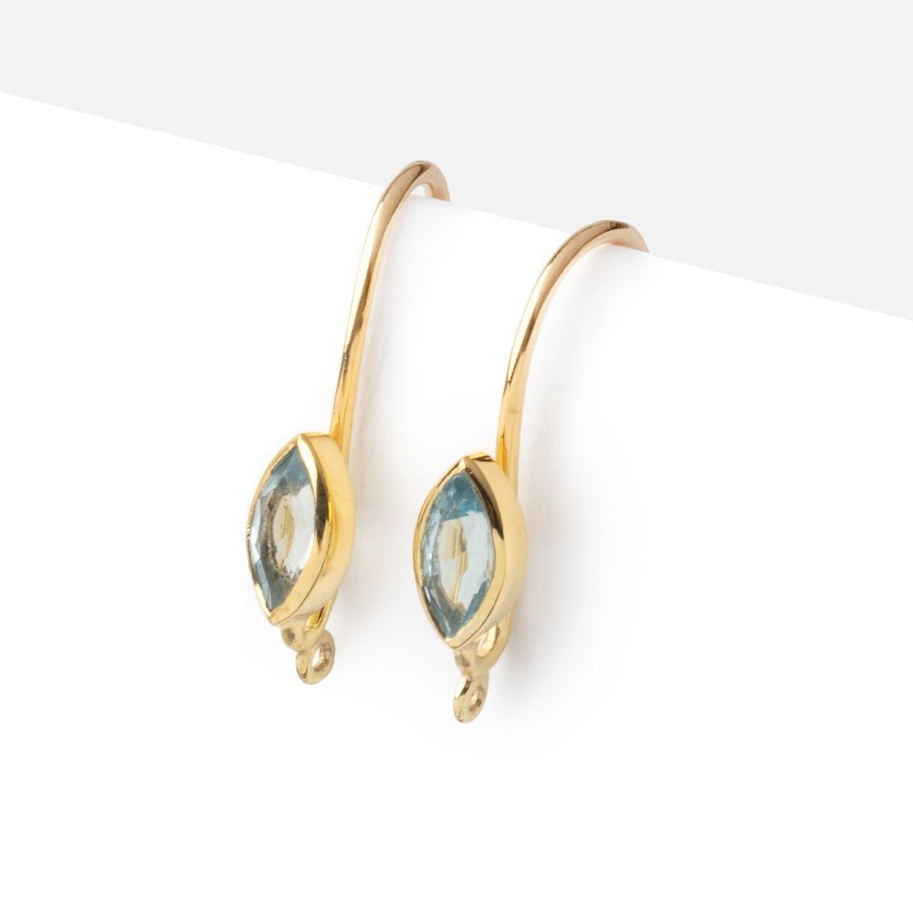 19mm Sky Blue Topaz Marquise Ear Wire Set of 2 pieces - AtlantaFindingsCompany
