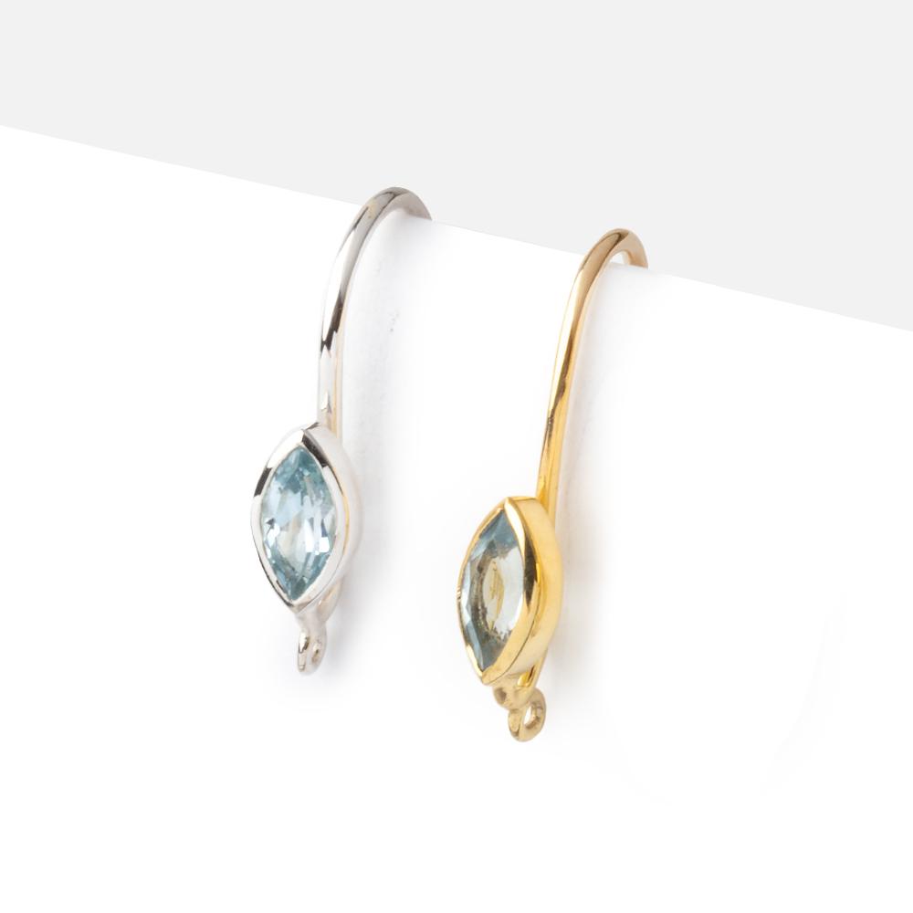 19mm Sky Blue Topaz Marquise Ear Wire Set of 2 pieces - AtlantaFindingsCompany