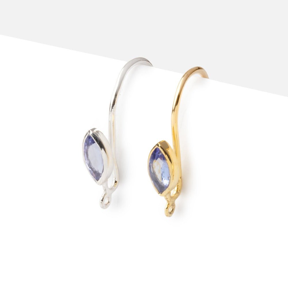 19mm Tanzanite Marquise Ear Wire Set of 2 pieces - AtlantaFindingsCompany