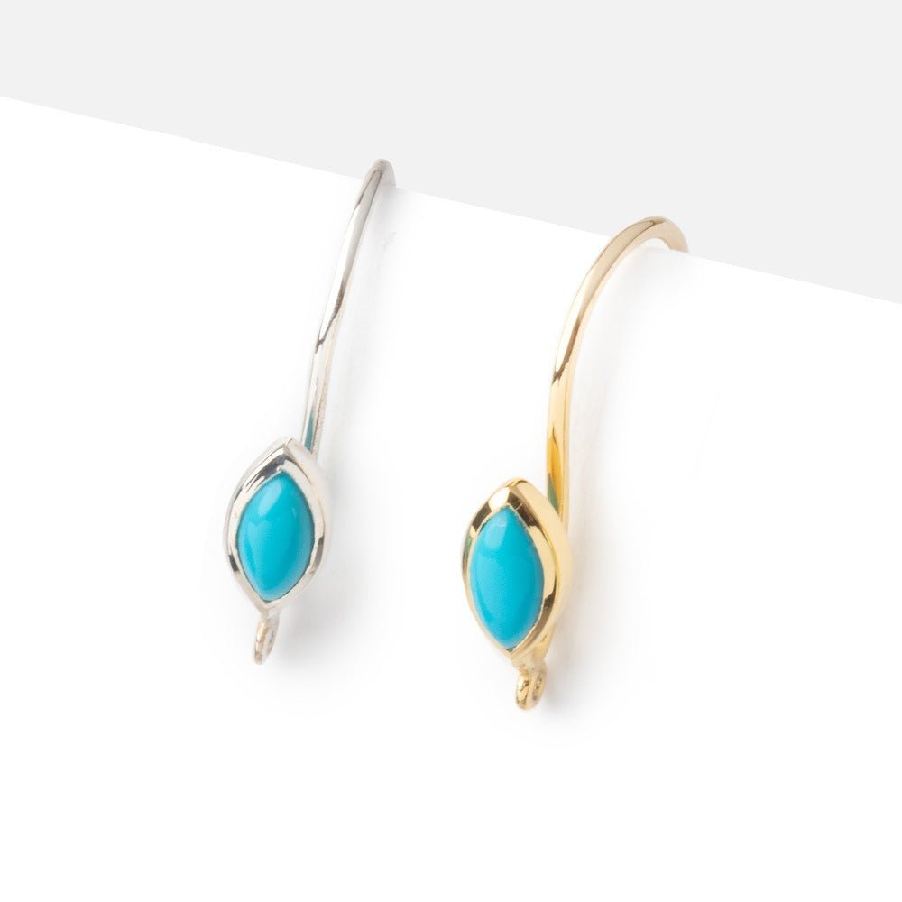 19mm Turquoise Plain Marquise Ear Wire Set of 2 pieces - AtlantaFindingsCompany