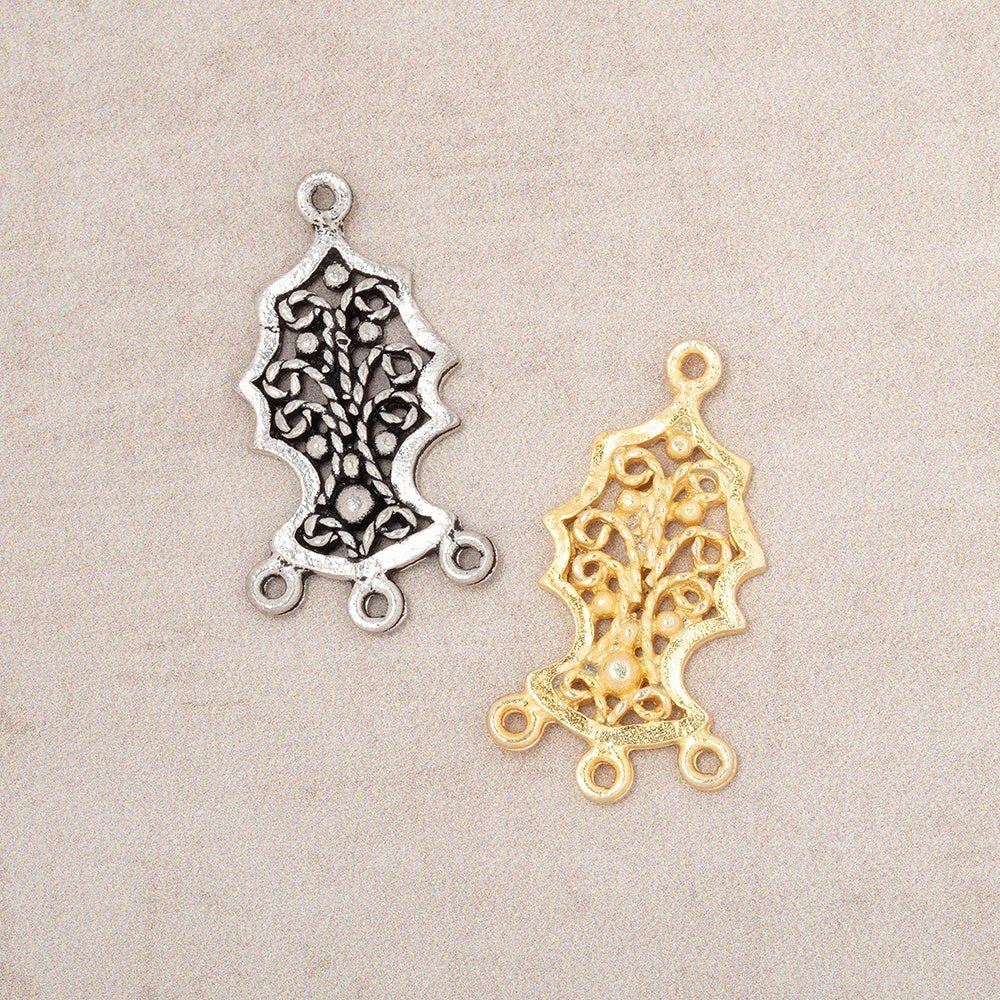 19x12mm Tree Of Life Filigree 3 Ring Charm Set of 2 pieces - AtlantaFindingsCompany