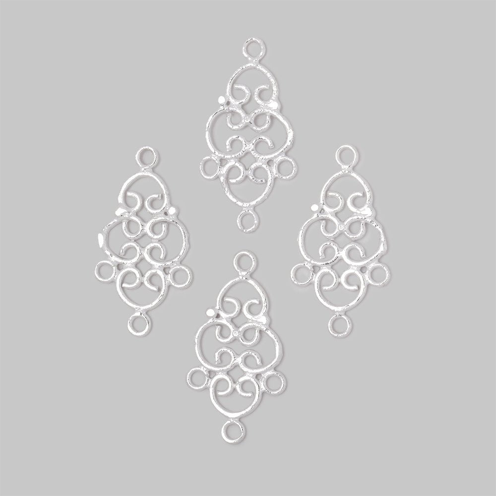 19x13mm Filigree 3 Ring Charm Set of 4 pieces - AtlantaFindingsCompany