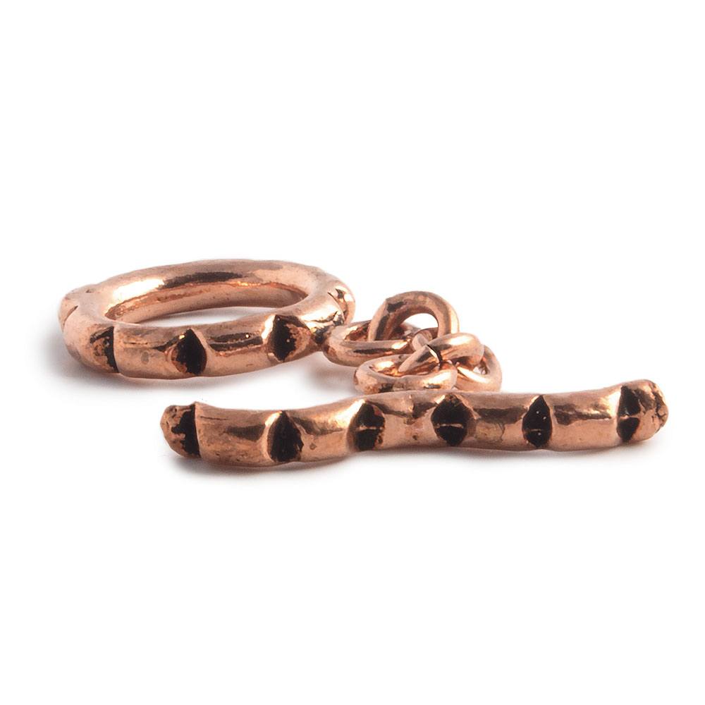 19x13x13mm Grooved Copper Circle Toggle Clasp - AtlantaFindingsCompany
