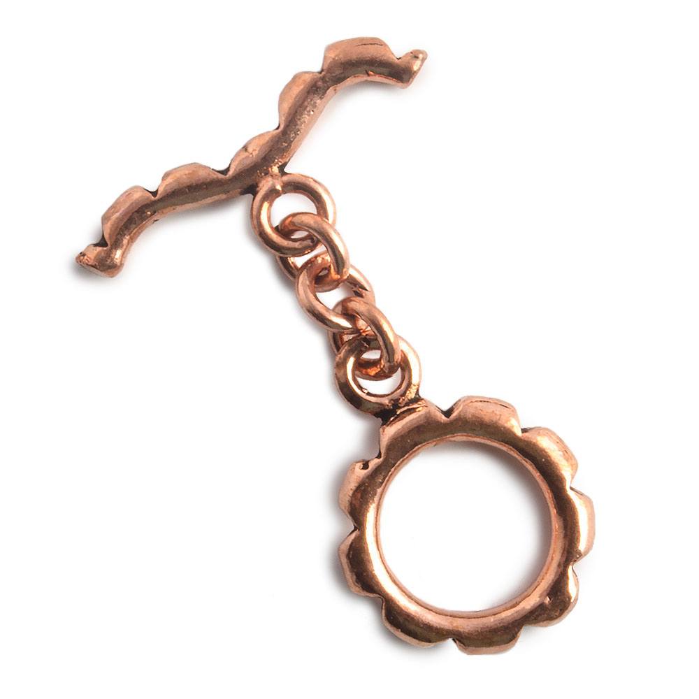 19x13x13mm Grooved Copper Circle Toggle Clasp - AtlantaFindingsCompany