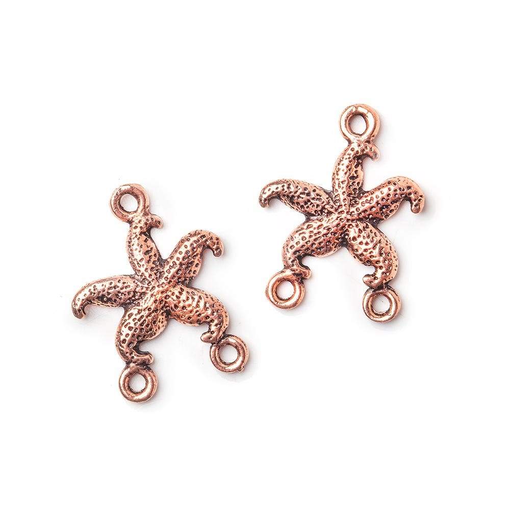 19x15mm Antiqued Copper Starfish 3 ring Drop Charm Set of 2 - AtlantaFindingsCompany