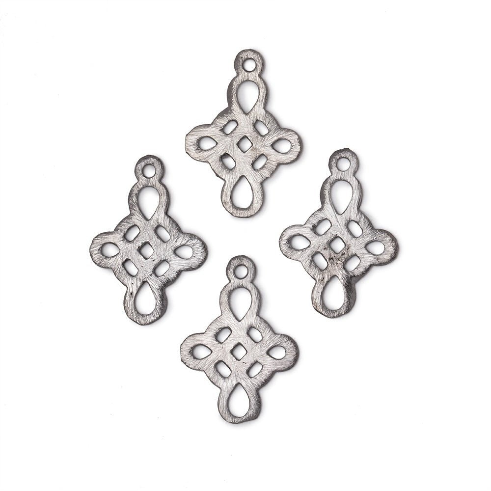19x16mm Brushed Filigree Cross Charm Set of 4 pieces - AtlantaFindingsCompany
