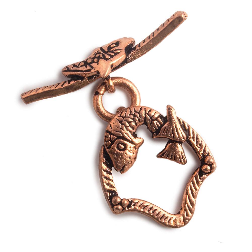 19x17mm Copper Toggle Charm - Koi Fish Design - AtlantaFindingsCompany