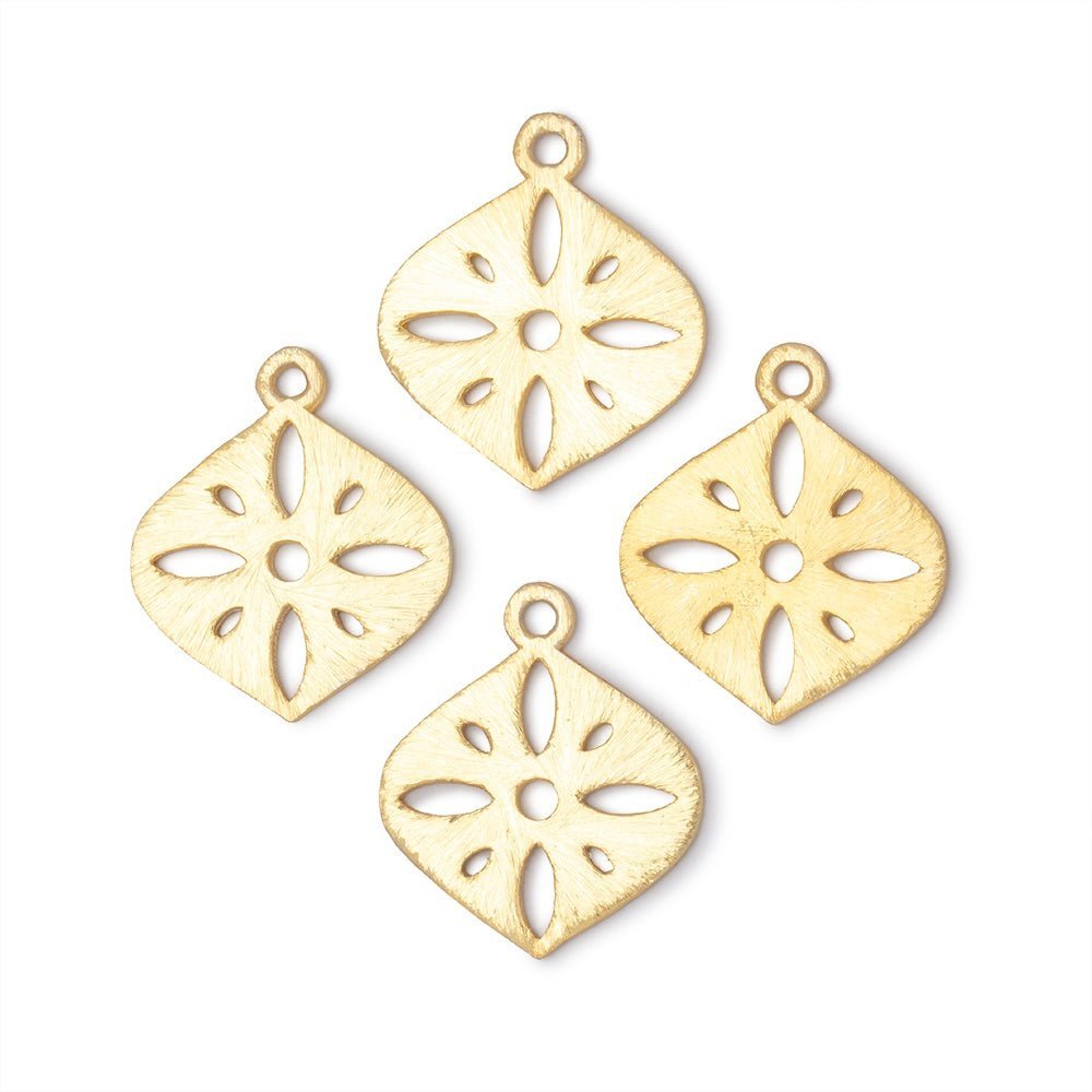19x19.5mm Brushed Filigree Marquise Charm Set of 4 pieces - AtlantaFindingsCompany
