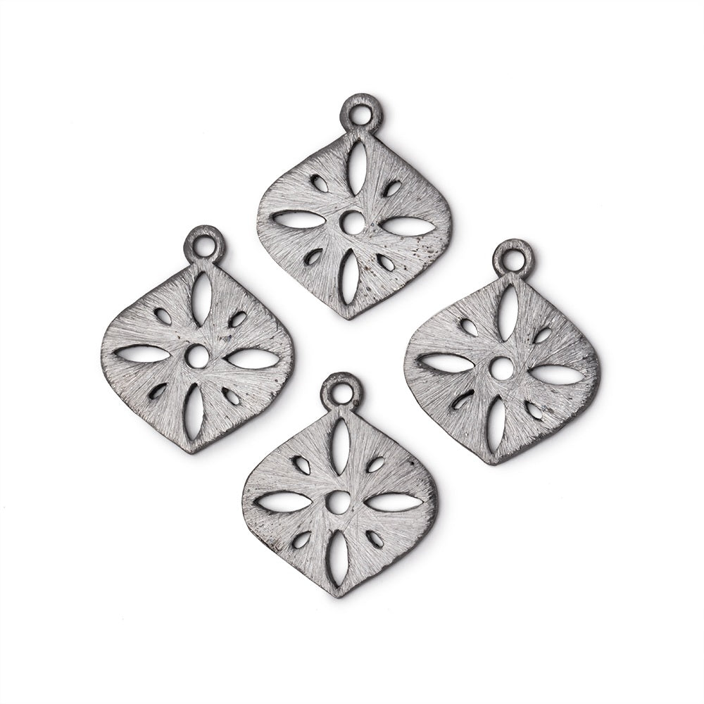 19x19.5mm Brushed Filigree Marquise Charm Set of 4 pieces - AtlantaFindingsCompany