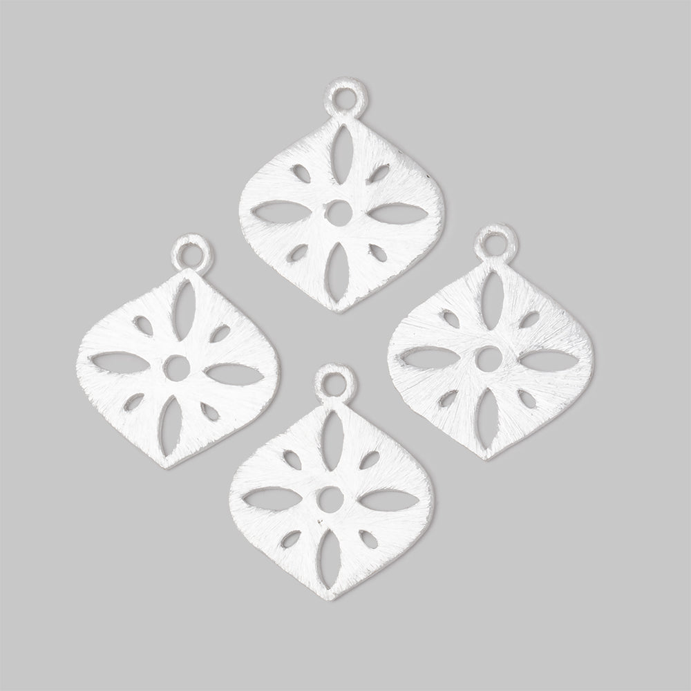 19x19.5mm Brushed Filigree Marquise Charm Set of 4 pieces - AtlantaFindingsCompany