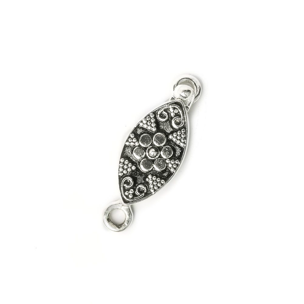 Sterling Silver 19x9mm Box Clasp with Marquise Flower Design (1 Piece) - AtlantaFindingsCompany