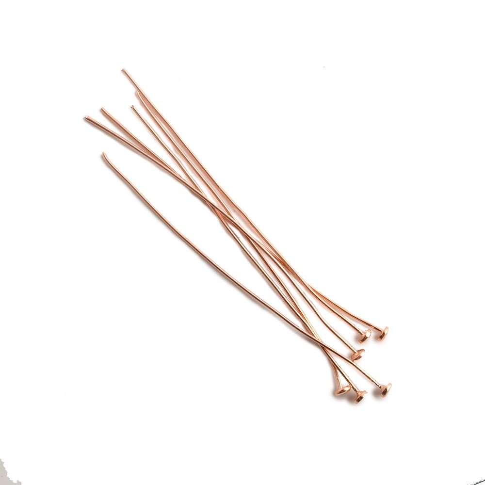 2" Copper Headpins - Flat Circular Head, 24 Gauge (20 pcs) - AtlantaFindingsCompany