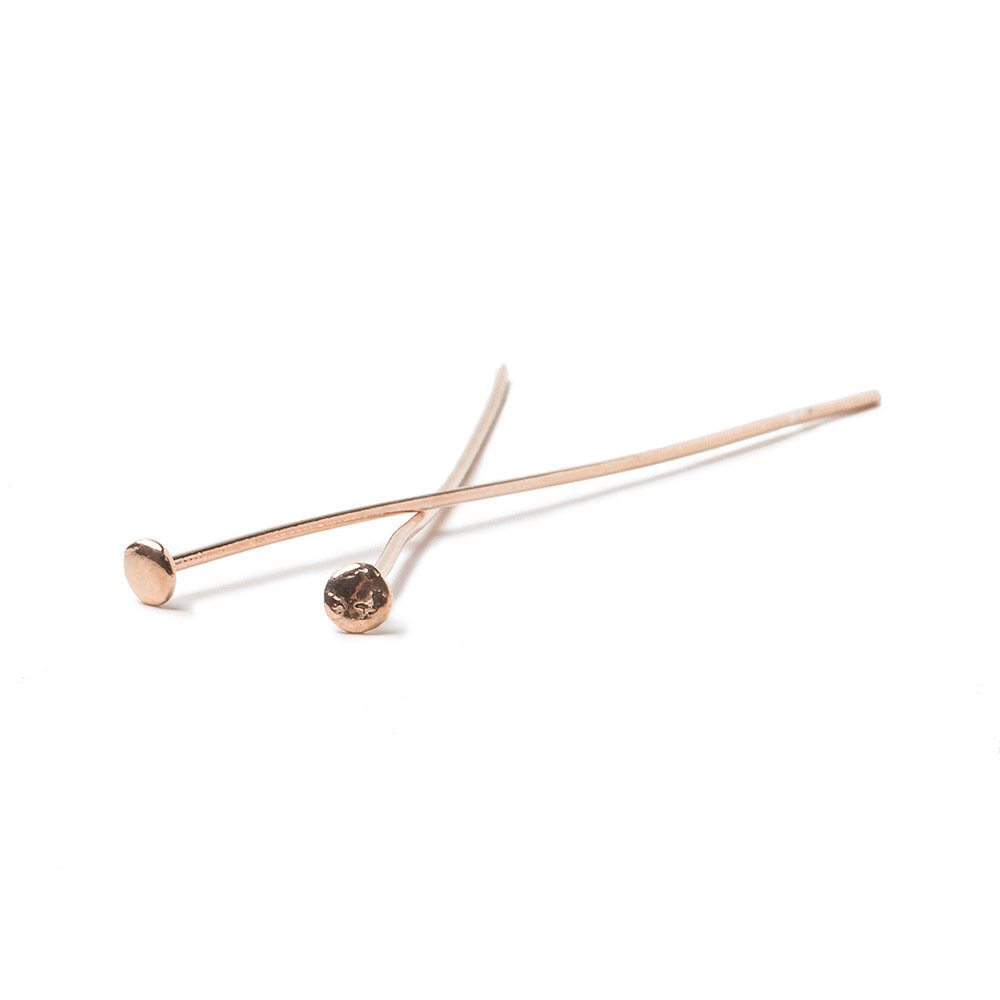 2" Rose Gold Disc Headpin - 22 Gauge Wire, 10pk - AtlantaFindingsCompany