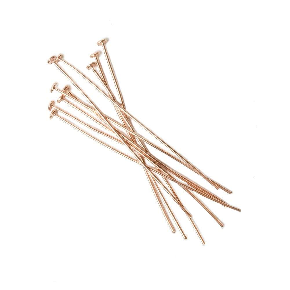 2" Rose Gold Disc Headpin - 22 Gauge Wire, 10pk - AtlantaFindingsCompany