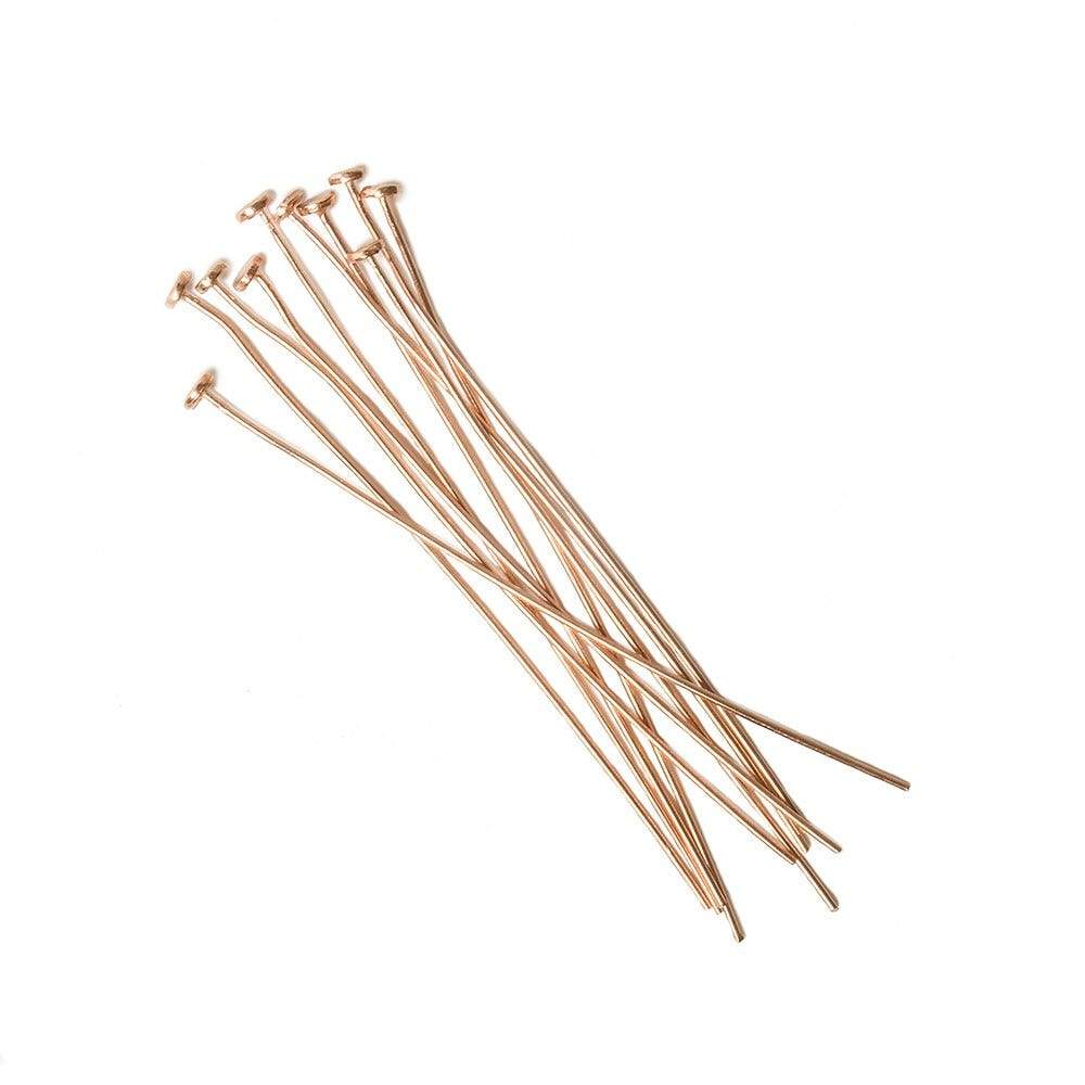 2" Rose Gold Disc Headpin - 24 Gauge Wire (10 Pcs) - AtlantaFindingsCompany