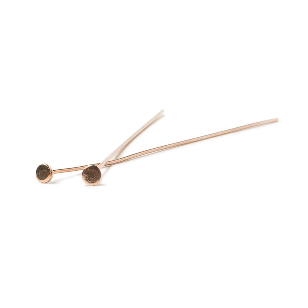 2" Rose Gold Disc Headpin - 24 Gauge Wire (10 Pcs) - AtlantaFindingsCompany