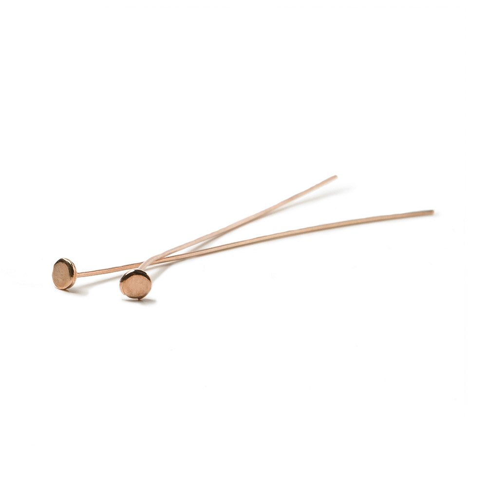 2" Rose Gold Disc Headpin - 26 Gauge Wire, 10 pcs/bag - AtlantaFindingsCompany