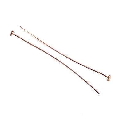 2" Rose Gold Disc Headpin - 26 Gauge Wire, 10 pcs/bag - AtlantaFindingsCompany