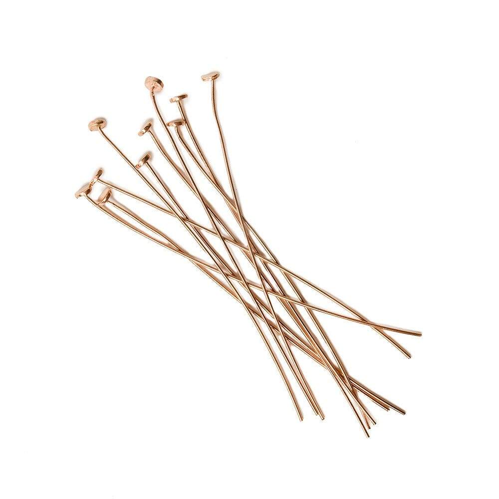 2" Rose Gold Disc Headpin - 26 Gauge Wire, 10 pcs/bag - AtlantaFindingsCompany