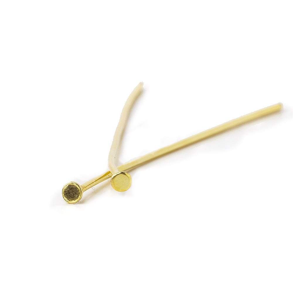 2" Vermeil Disc Headpin - 22 Gauge Wire, 10 pcs/bag - AtlantaFindingsCompany
