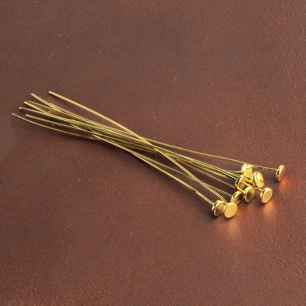 2" Vermeil Disc Headpin - 26 Gauge Wire - 10pk - AtlantaFindingsCompany