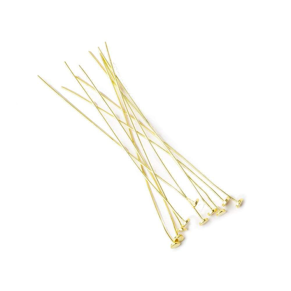 2" Vermeil Disc Headpin - 26 Gauge Wire - 10pk - AtlantaFindingsCompany
